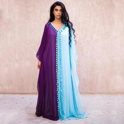 China Qingjiao New Arrival Women's V-Neckline Polyester Plus Size Beach Dress Middle East Ladies Dress Muslim Abaya Women Teams Dresses for sale