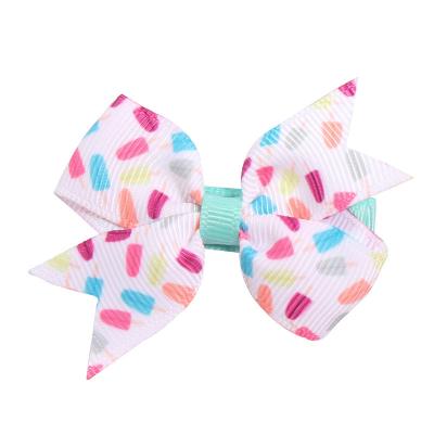 China New Retro Fashion Bow Hairpin Cartoon Floral Print Back Head Hairpin Women for sale