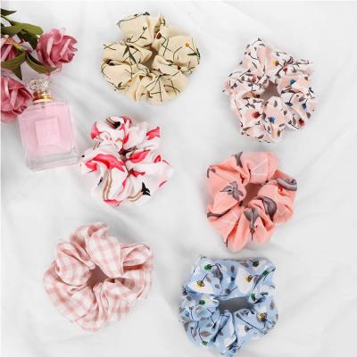 China Fashion wholesale custom women ponytail holders elastic scrunchies accessories print fruit hair scrunchies for sale