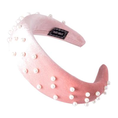 China And American fashion European simple fabric tied headband pearl wide-brimmed headband for sale