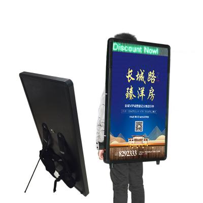 China With Lightbox / Without LED Display New Double Sides Advertising Billboard Human Walking Backpack Lightbox For Outdoor Display for sale