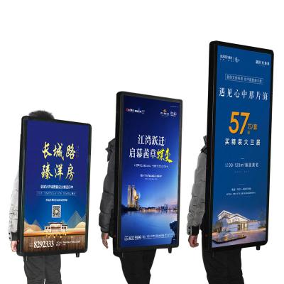 China With Lightbox/Without Chargeable Outdoor Walking Lightbox LED Display Portable LED Display Backpack Advertising Billboard With Factory Price for sale