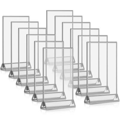 China Cosmetics Shop Double Sided Acrylic Menu Holders With Border And Vertical Rack for sale