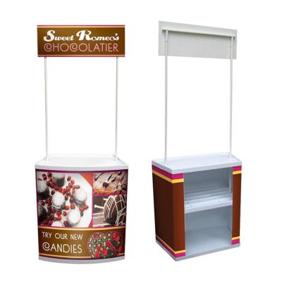 China Easy To Carry Newly Aluminum Folding Portable Supermarket Exhibition Booth Display Promotion Counter Table for sale