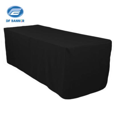 China Waterproof Custom Printing Rectangle Black Polyester 6ft Logo Table Covers for sale