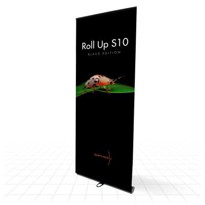 China Newly Retractable Portable Floor Standing Outdoor Indoor Horizontal Roll Up Banner Roll Up Rack Display for sale