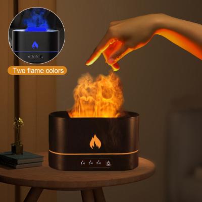 China Realistic Flame Effects New Amazon Innovative Popular Ultrasonic Led Flame Portable Essential Oil Night Light Spray Aromatherapy Fire Flame Humidifier 250ml for sale