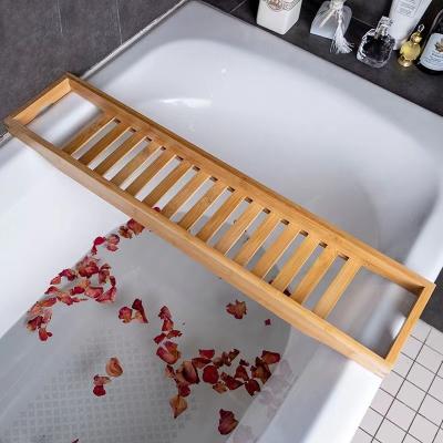 China Disposable Expandable Luxurious Bathtub Tray Bamboo Table Bathtub Caddy from Amazon Best Seller for sale