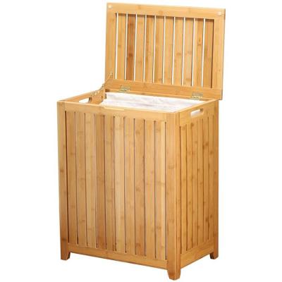 China Sustainable Bamboo Laundry Hamper Oxford Laundry Basket Bathroom Storage Frame for sale