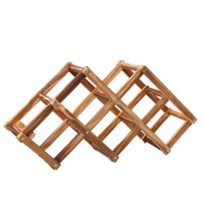 China 10 Spaces Sustainable Natural Bamboo Glass Wine Rack Bottle Countertop Hanging Rack for sale