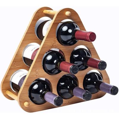 China Best-selling Viable Table Triangle 6 Spaces Bamboo Wine Rack Wine Display Rack for sale