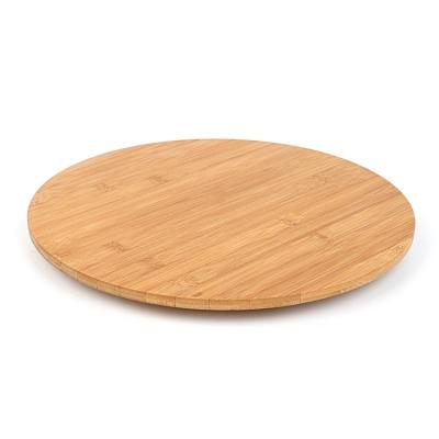 China Classic Natural Round Rotate Spice Rack Revolving Tray Bamboo Turntable Board DIA36X2.5CM for sale