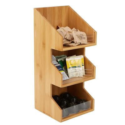 China Sustainable Home Organizer Bamboo Storage Decor Cart Organizer Coffee Condiment Racks and Shelving Units for sale