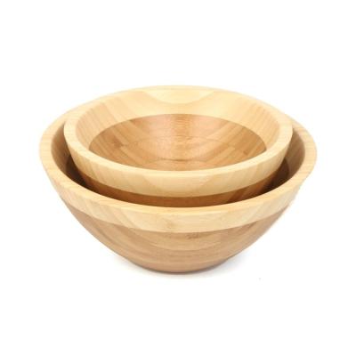 China Sustainable High Quality Reusable Round Natural Bamboo Salad Serving Bowl For Food Fruit for sale