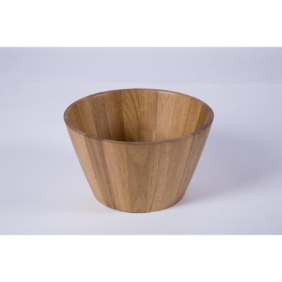 China Sustainable Wholesale Large Acacia Wood Salad Serving Thick Wooden Bowl for sale