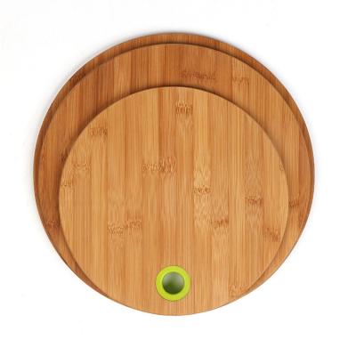 China Wholesale Cutting Plate Kitchen Tableware Kitchen Round Shape Stocked Bamboo Cutting Board for sale