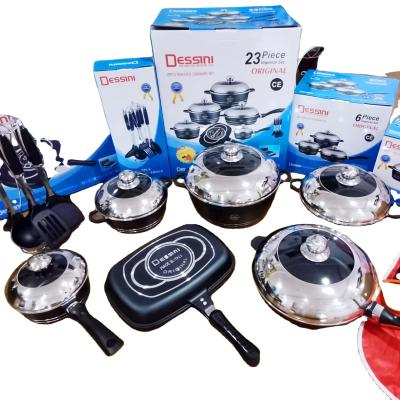 China 23pcs Sustainable Hot Sale Aluminum Stick Royal Kitchen Cookware Non and Non Stick Cookware Sets for sale