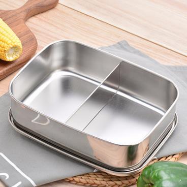 China Heatable 18/8 Stainless Steel Lunch Box For Kids 2 Bento Box Divided Food Container for sale