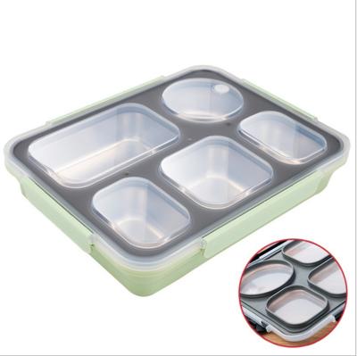 China Kids 4 Compartments Portable Food Container Lunch Box Viable For School Bento Lunch Box With Compartments for sale