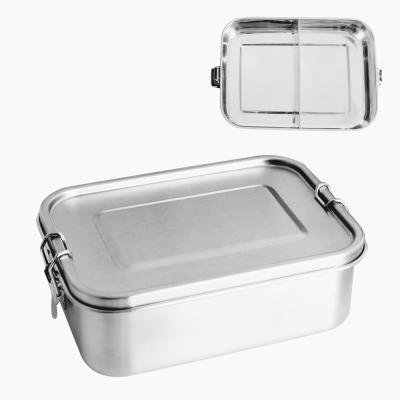 China Freshness Preservation 304 Stainless Steel Lunch Box 1200ml Bento Lunch Box Leak Proof 2 Compartments Divider Lunch Box for sale