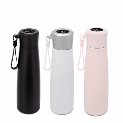 China Business Amazon Bestselling Water Bottle 400ml Stainless Steel Drinks Cup Smart Vacuum Insulated Wall Bottle witl Leakproof Double LCD Display for sale