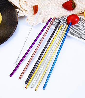 China Sustainable Eco-Friendly Reusable Metal 304 Stainless Steel Drinking Straw Set With Cleaning Brushes Straw Set for sale