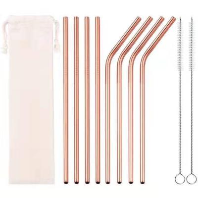 China 2020 Sustainable Stainless Steel Drinking Straws With Cleaning Brush Reusable Metal Straws Stainless Straw for sale