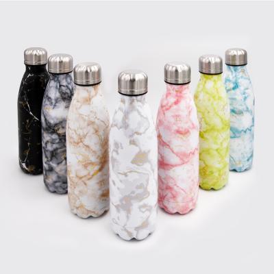 China Cola Viable Marble Pattern Bottle Lid 500ml Stainless Steel Optional UV Cleaning New Designed Insulated Bottle for sale