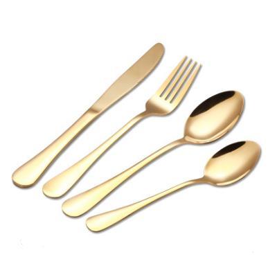 China Sustainable 18/0 Cutlery Set Gold Plated Reusable Stainless Steel Fork And Spoon Set For Wedding Gift for sale