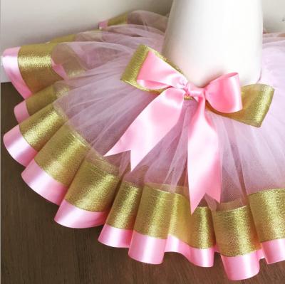 China Anti-wrinkle tutu wholesale pink kids gold tutu for sale