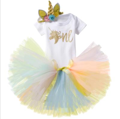 China Baby Rainbow Casual Tutu Set Cute Tutu with Unicorn Headband for sale