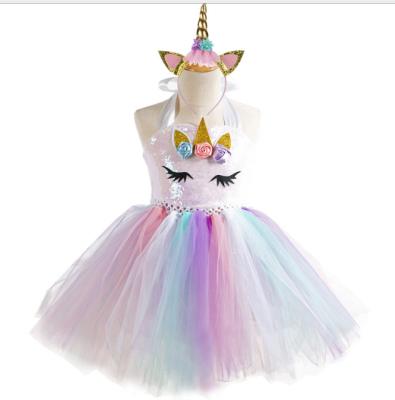 China Glitter Tutu Running Dress For Girls Sequin Unicorn Dress Cheap Kid Size for sale