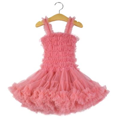 China Anti-wrinkle stock fashion babies chiffon fluffy pettiskirt dress cute pettiskirt dress for sale