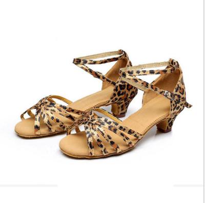 China Ladies Ball Dance Shoes Sexy Medium Heel Leopard GENUINE LEATHER Latin Shoes for sale