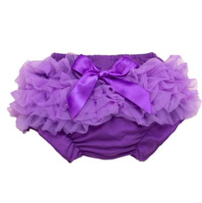 China Purple breathable ruffler bloomers for baby cute babypurple diapers for sale