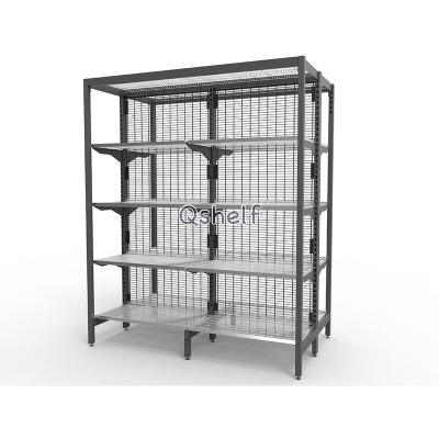 China Australia Double Sided Supermarket Double Sided Outrigger Shelving System With Wood Printing Color for sale