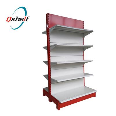 China Single Sided Single Back Panel Supermarket Gondola Shelves / Metal Back End Caps&Racks / Flat Supermarket Shelving for sale