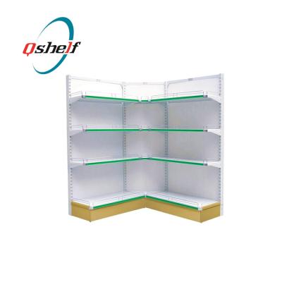 China Single Sided Metal Supermarket Corner Shelf/Corner Shelving Unit/Wall Shelving for sale