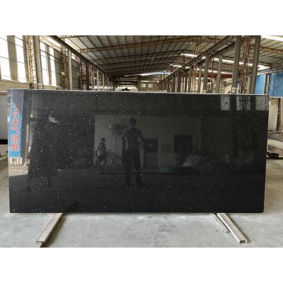 China Easy To Install And Maintain Black Slab Polished Kitchen Countertops Artificial Quartz Stone for sale