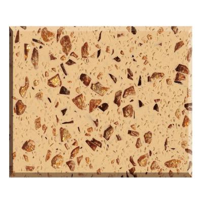 China Modern Artificial Quartz Dream Brown Diamond Engineered Stone For Kitchen Furniture for sale