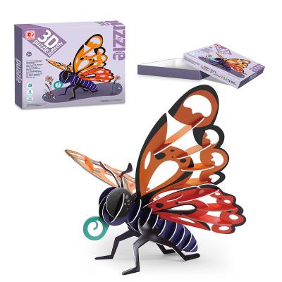 China High Quality Colorful DIY TOY Custom Butterfly 3d Paper Jigsaw Puzzle For Kid for sale