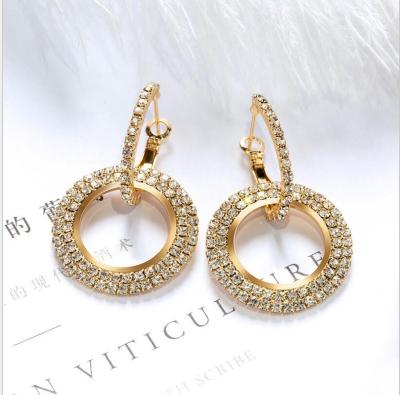 China BOHEMIA fashion women's long earrings diamond creative temperament diamond geometric circle earrings for sale