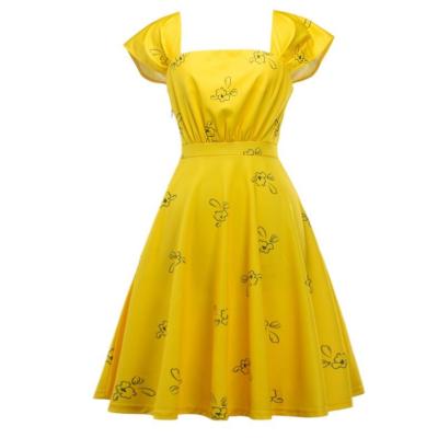 China Breathable JIEXI SHAPE Best Selling Female Printed Yellow Sexy Dance Dress Dress for sale