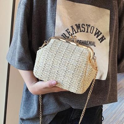 China Newest Fashion Women Summer Natural Straw Bag Crossbody Handbags Ladies Chain Bags for sale