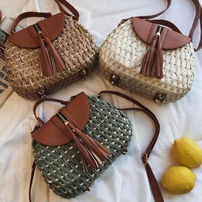 China Fashion Straw Bag Color Rattan Bag for Women 2019 New Summer Shoulder Bag for sale