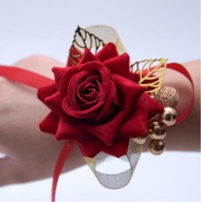 China Artificial Wedding Decoration Articles Bridesmaid Wrist Corsage Flowers Wrist Flower ZD-650 for sale