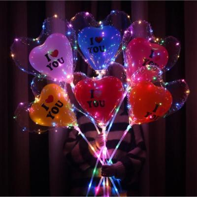 China Wholesale 2019 Flashing Gift Toy For Children Toys New Love Bobo Balloon Led Heart-shaped Valentine Gift Colorfu Led Light for sale