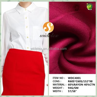 China eco-friendly 60 RAYON 40 cotton 4/1 satin fabric for lady skirt for sale