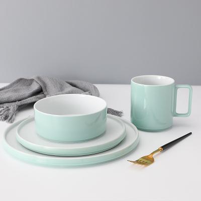 China Sustainable Nordic Modern Wedding Serving Tableware Solid Color Matte Design Ceramic Dinner Set for sale