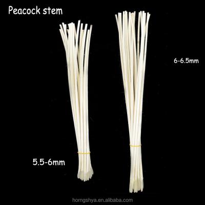 China Decoration Feather Material White Peacock Eyes Feather Rod In 5.5-6.5mm for sale